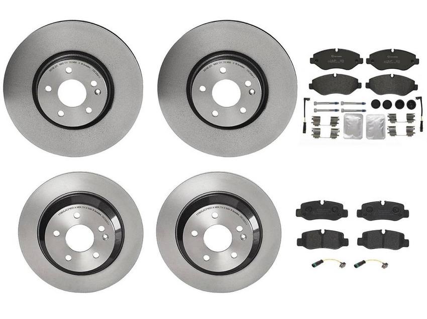 Mercedes Brakes Kit - Pads & Rotors Front and Rear (330mm/300mm) (Low-Met) - Brembo 4196714KIT